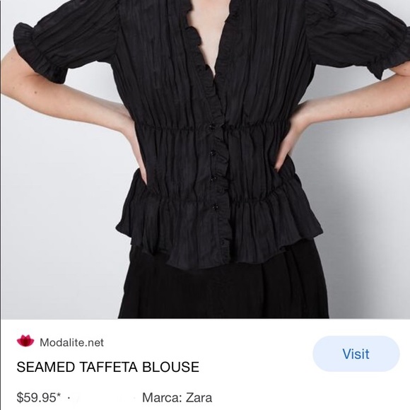 New Seamed Taffeta Blouse Size L - Picture 2 of 5